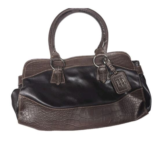 Tommy Hilfiger Vintage Crocodile Print Brown Shoulder Bag - Picture 1 of 5
